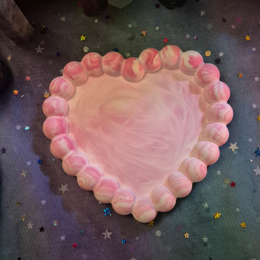 Rose Marble Heart Bubble Tray