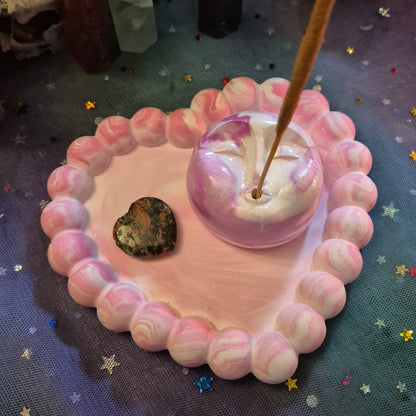 Rose Marble Heart Bubble Tray
