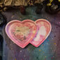 Vintage Rose Dual Heart Trinket Tray